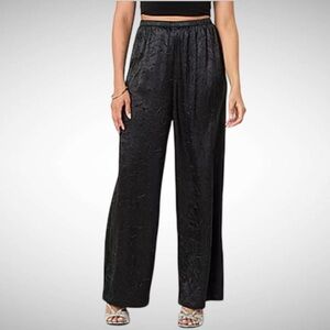 Bold Elements L black hammered satin wide leg pants